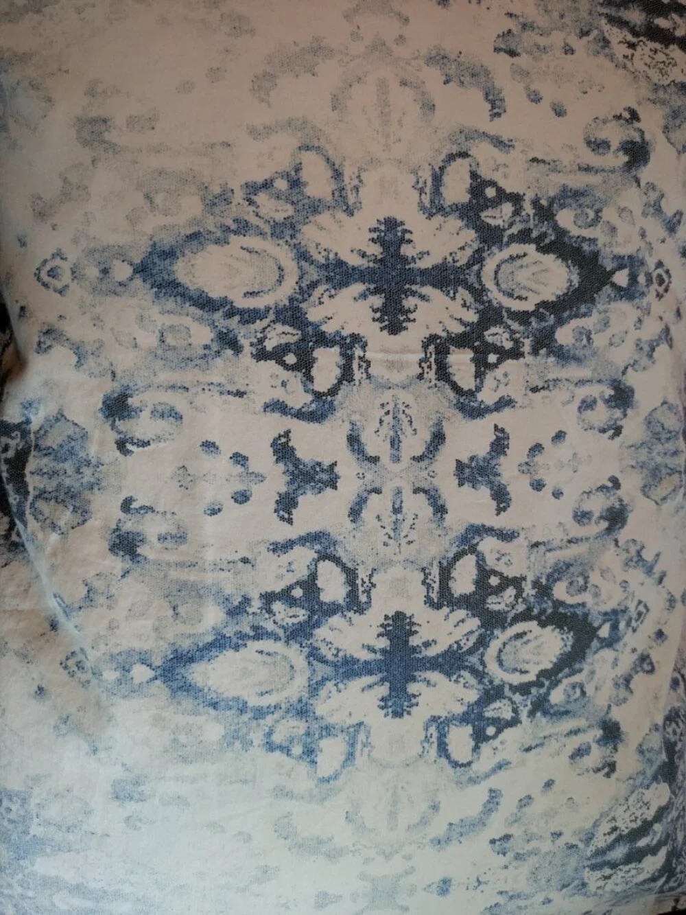 Sferra Luxury Blue & White Ikat/Damask Print Twin Duvet Cover, Sham & Insert Set